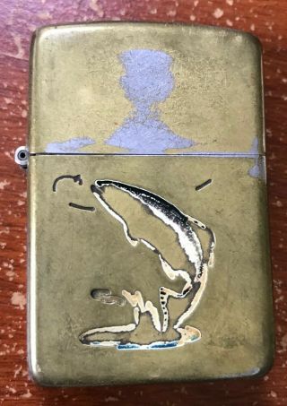Vintage Zippo Lighter Town And Country Fish Fishing Fired