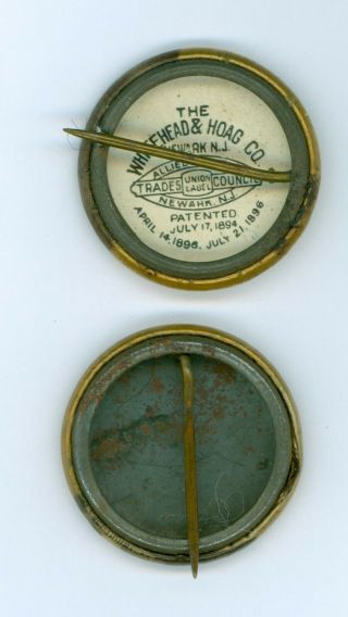 2 Vintage 1900 President William McKinley Roosevelt Campaign Pinback Buttons GLD 2