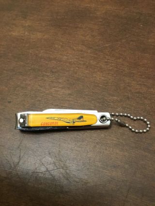 Vintage Concorde Jet Nail Clippers Knife Bottle Opener Yellow Supersonic