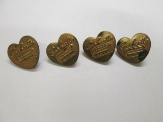 4 Vintage Carhartt’s Heart Shaped Button 