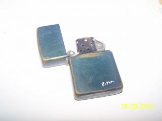 Vintage Zippo Cigarette Lighter - Brass W/blue Finish