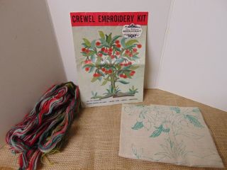 Vtg Elsa Williams Crewel Embroidery Kit Jacobean Cherry Tree Kc230