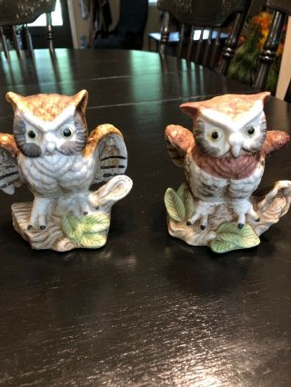 Vintage Ceramic Owl Figurines By Price Products Taiwan 5 " Realistic