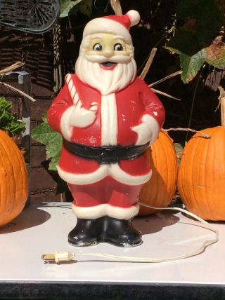 Vintage Blow Mold Santa Claus With Candy Cane 13.  5”