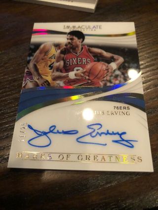 Julius Erving 2018 - 19 Immaculate Marks Of Greatness On Card Acetate Auto / 25