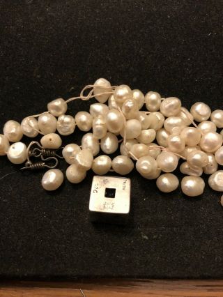 Jane Diaz Nepal Vintage Freshwater Pearl Sterling Crystal Necklace For Repair