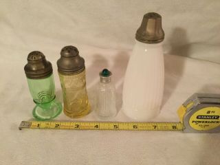 4vintage Odd Single Salt Or Pepper Shakers,  Glass With Silver Tops