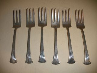 Vintage Set Of 6 Tuttle Onslow Sterling Silver Three Tine 8 " Dinner Fork Jfk