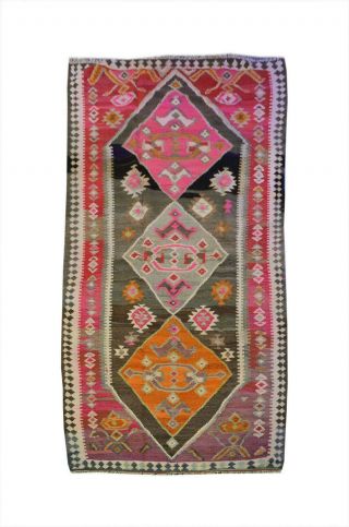 5x11 Oriental Vintage Wool Handmade Traditional Carpet Geometric Area Kilim Rug