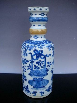 A Fine Antique Chinese Blue And White Porcelain Vase,  Kangxi Period