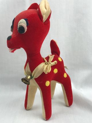 Vintage Red Velvet Reindeer Made In Japan - 7”h