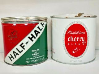 2 Vintage Tobacco Tins Half And Half Burley & Bright & Middleton 
