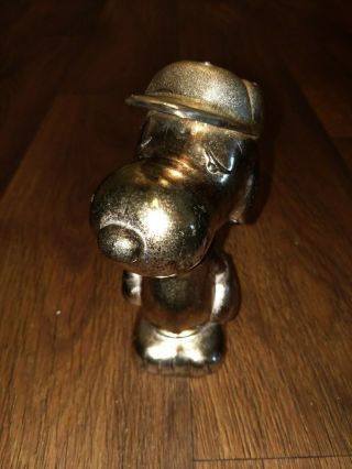 Vintage 1966 United Syndicate Baseball Snoopy Peanuts Silver Plated Coin Bank