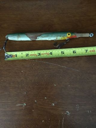 Vintage Wooden Needlefish Fishing Lure 7 - 1/2 " - Rare Blueish/silver Honeycomb