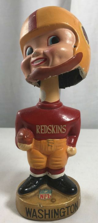 Vintage Washington Redskins Bobblehead Statue Nodder 1965 Round Gold Base Damage
