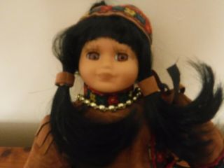 Vintage Native American Porcelain Doll From Christmas & Dolls Pigeon Forge,  Tn.