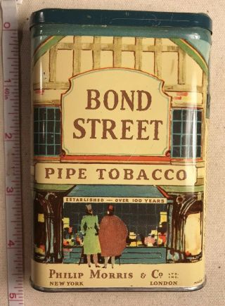 Vintage Philip Morris & Co.  Bond Street Pipe Tobacco Pocket Tin With Tax Stamp