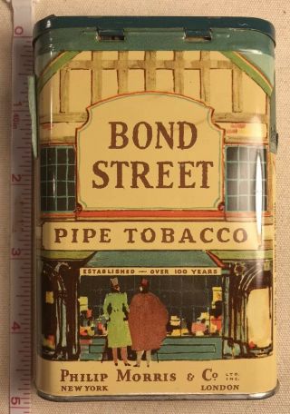 Vintage Philip Morris & Co.  Bond Street Pipe Tobacco Pocket Tin With Tax Stamp 2