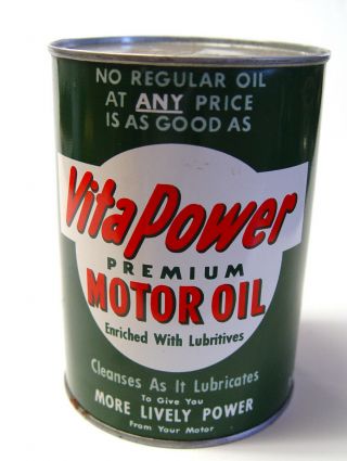 Old Near Colorful Vintage Western Auto Vita - Power Auto Oil Quart Tin Can