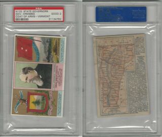N133 Duke,  State Governors,  Coats Of Arms Tri - Fold,  1888,  Vermont,  Psa 2 Good