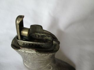 Occupied Japan Cowboy Boot Lighter Vintage Silver Metal Sunburst 3