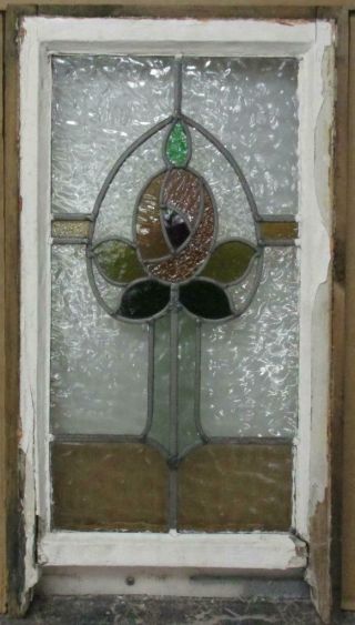 Edwardian English Leaded Stained Glass Sash Window Pretty Floral 14.  25 " X 23.  5 "
