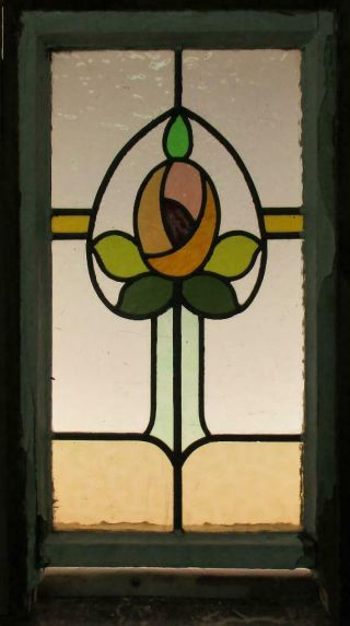 EDWARDIAN ENGLISH LEADED STAINED GLASS SASH WINDOW Pretty Floral 14.  25 