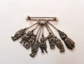 Vintage Disney Snow White And The 7 Dwarfs Full Set Of Charms Pin Chain