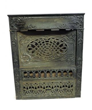 Antique Cast Iron Surround Gas Fireplace Insert Ornate Design