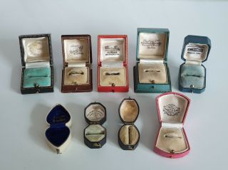 9 Antique Vintage Victorian Ring Boxes
