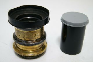 Vintage Brass Camera Lens Approx.  9 " Focus 1:8 Old Petzval Large Format Antique