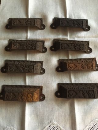 8 Antique Cast Iron Drawer Pulls Unusual Design