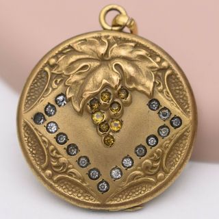 Antique Victorian 10k Gold Filled Gf Grape Cluster Paste Large Locket