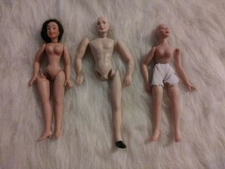 Porcelain Vintage Doll Parts.  One Man 2 Women.  6 Inches Tall.