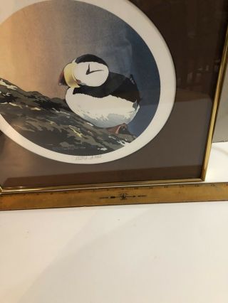 Signed Byron Birdsall Alaska 1984 PUFFIN Penguin Vintage Framed Lithograph Print 3