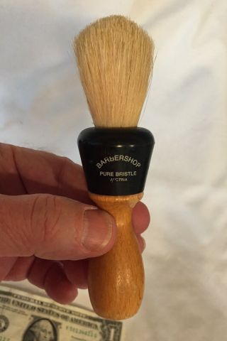 Vintage Barbershop Pure Bristle Shaving Brush With Turned Wood Handle 5.  5 " Tall