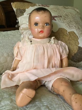 Antique Composition Horsman Baby Doll 18 " Sleepy Eyes/vintage Dress Museum Find