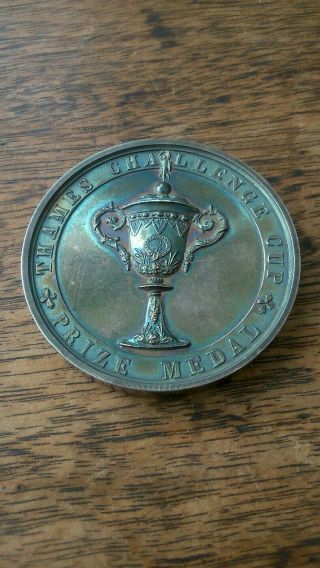 Antique 1901 Henley Royal Regatta Silver Medal Thames Challenge Cup Badge Oars