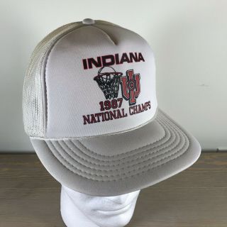 Vintage Iu Indiana University Hoosiers Basketball 1987 Champs Trucker Hat Cap