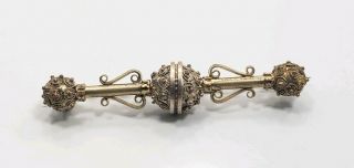 Antique Victorian Edwardian Yellow Gold Filled Scroll Work Pin Brooch