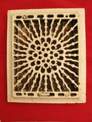 Antique Ornate Cast Iron Heating Register Vent Cover Grate Victorian Sunburst