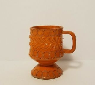 Vintage Hand Crafted Orange Glazed Art Pottery Mug