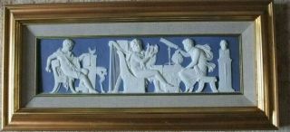 Antique 19thc Large Blue Jasperware Plaque Classical Figures.  - Wedgwood