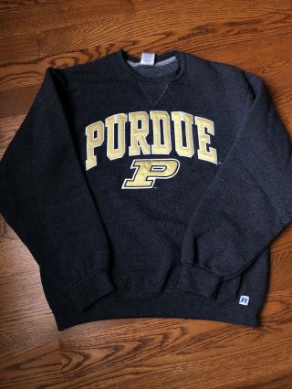 Purdue Boilermakers Mens Medium Grey Sweatshirt Russel Athletic Long Sleeve