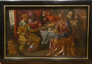 Large 18th Century North Italian School Old Master Christ Feast At Bethany