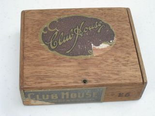 Old Wooden Cigar Box Club House Cigar Box Vintage 1930s Cigar Box