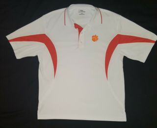 Pro Tour Golf Polo Shirt Size Medium - White - W/clemson Tigers Logo No Defects