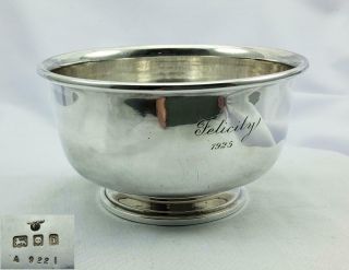 Heavy Gauge Solid Silver George V Bowl 