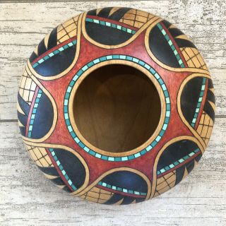 Vintage Klaus Stange Hand - Turned Wood Bowl Vase Signed