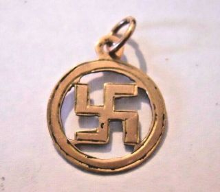 Vintage Ww1 Era Lucky Charm Marked 9 Ct Gold Swastika British Good Luck Symbol